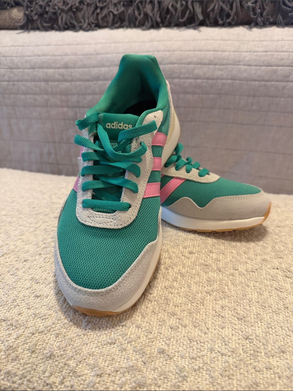 adidas Women’s Run 60s 4.0 Green and Pink Casual Runner Sneakers